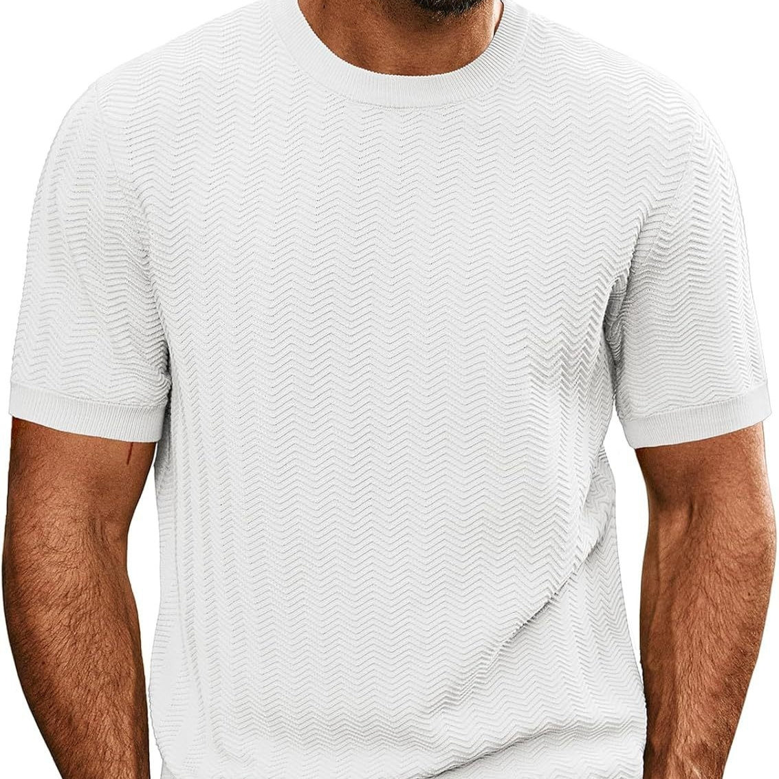 Trendy contrast color jacquard t-shirt for men