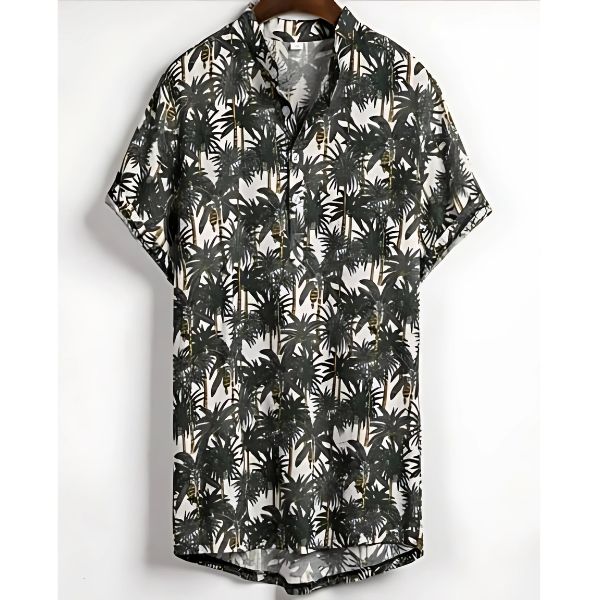 Yuvoro Men’s Slim Fit Printed Shirt – Contrast Color Short Sleeve Cardigan Top
