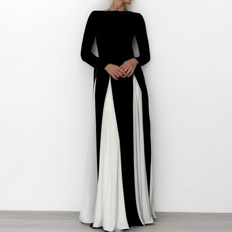 Contrast color maxi dress with straps