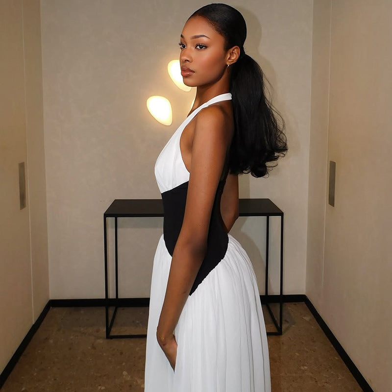 Formal evening dress black and white