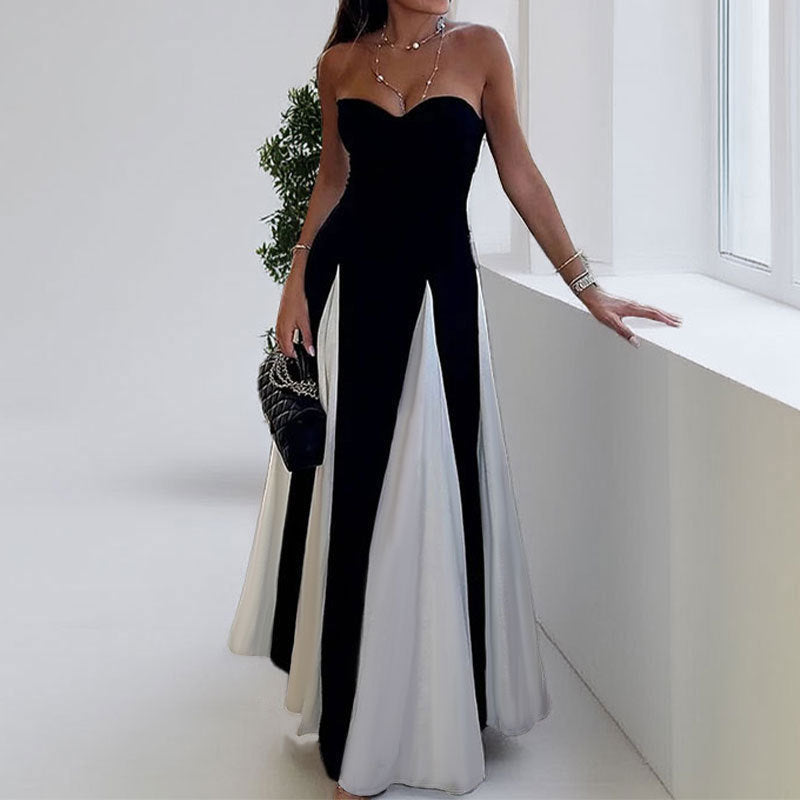 High waist contrasting maxi dress