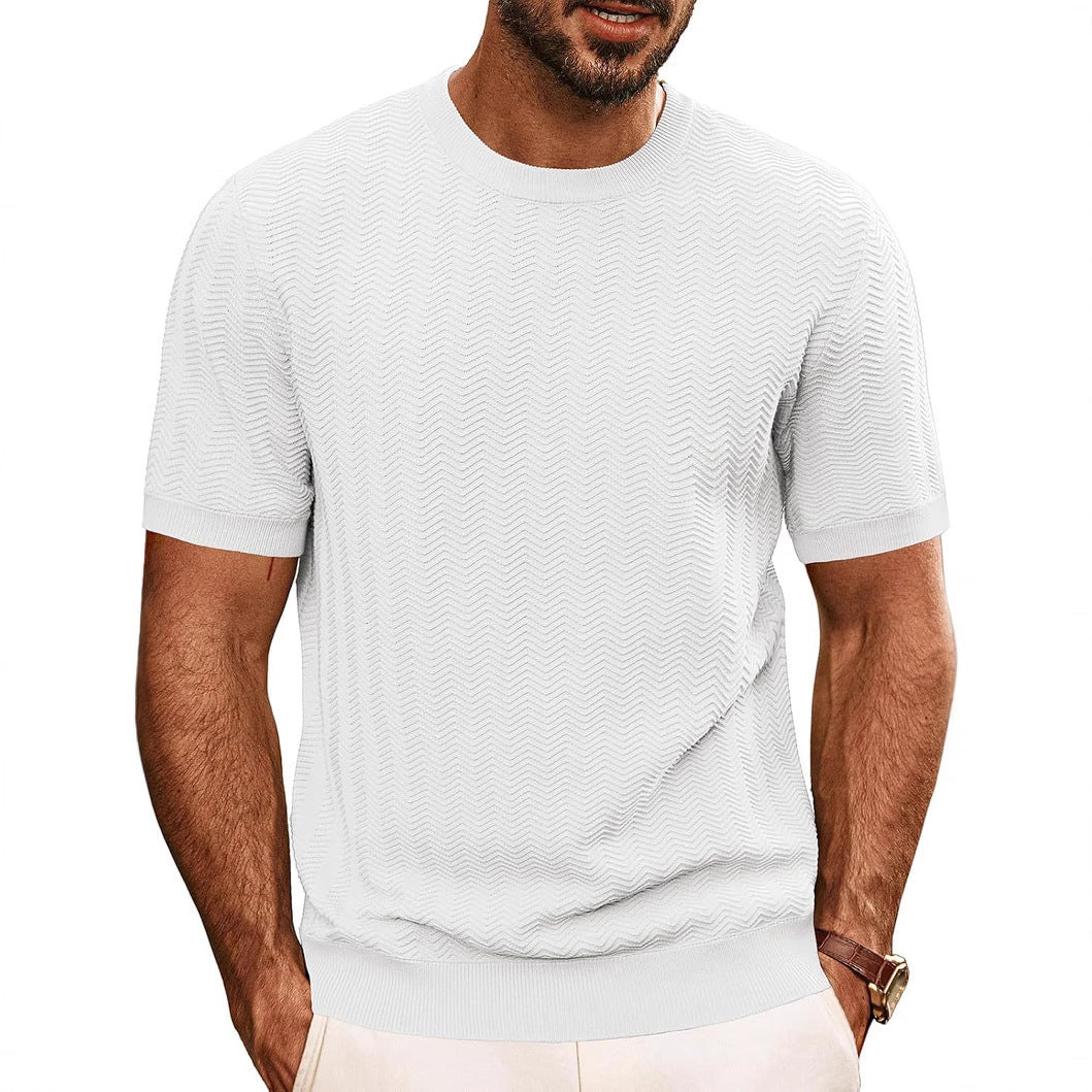 Men’s hollow-knit breathable summer t-shirt in white