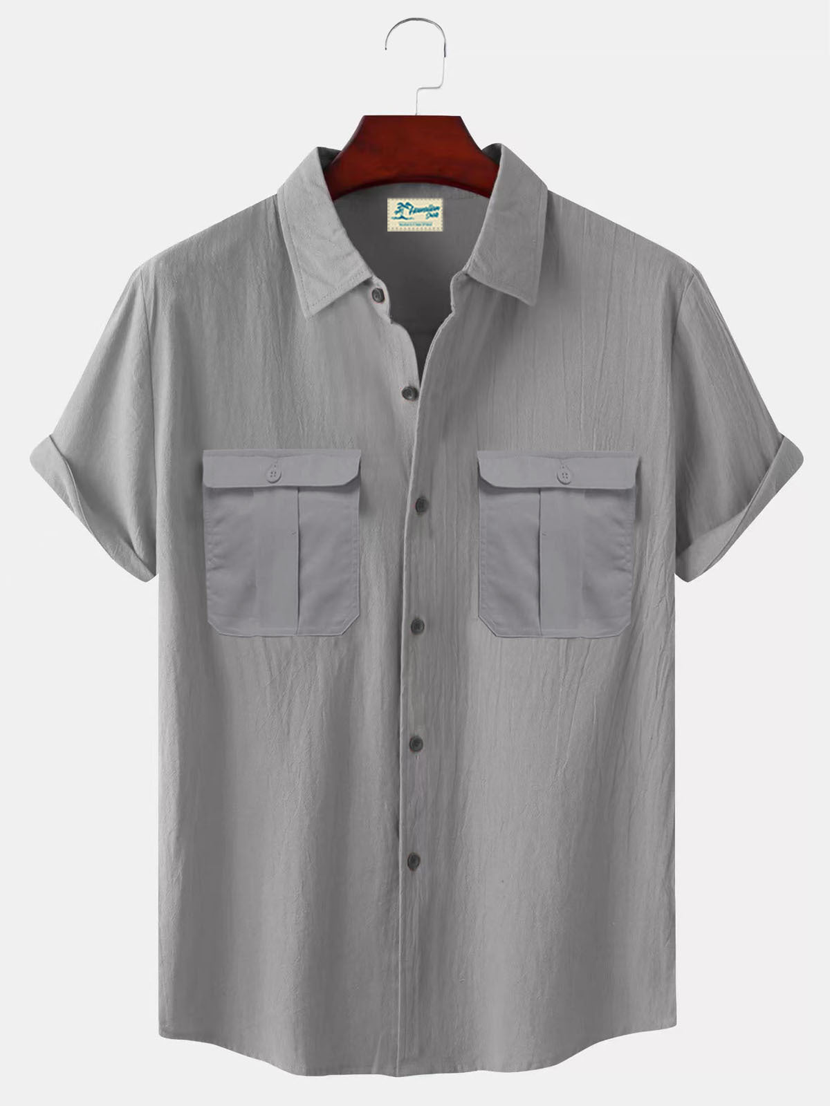 Relaxed fit men’s linen cotton short sleeve shirt