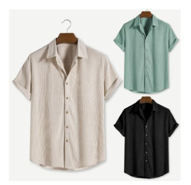 Short sleeve shirt with wrinkle fabric texture