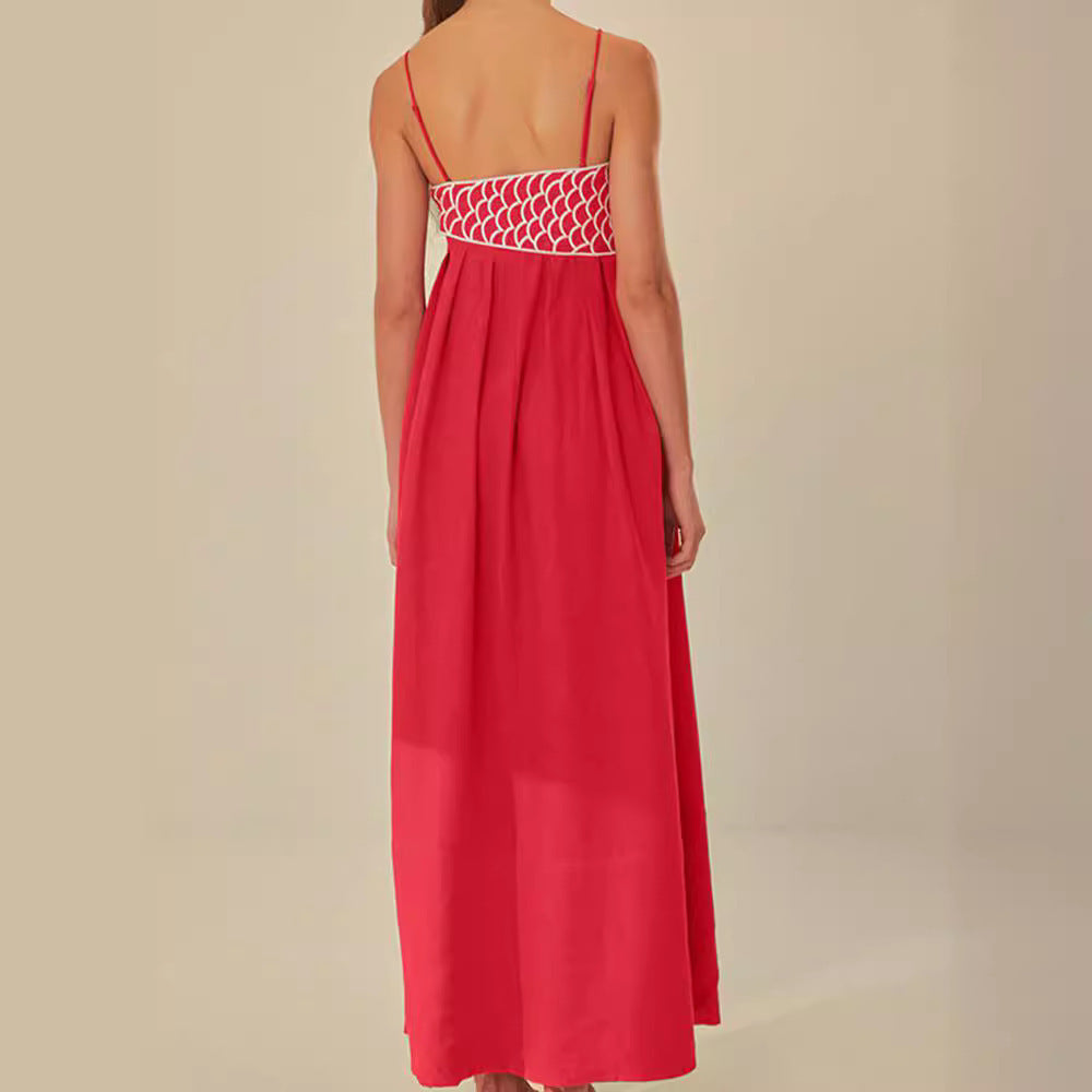 Sleeveless summer maxi dress with flounced skirt