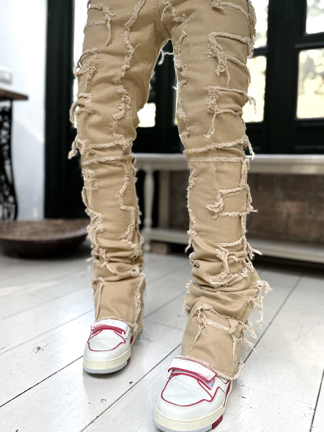 Streetwear men’s slim fit cotton jeans