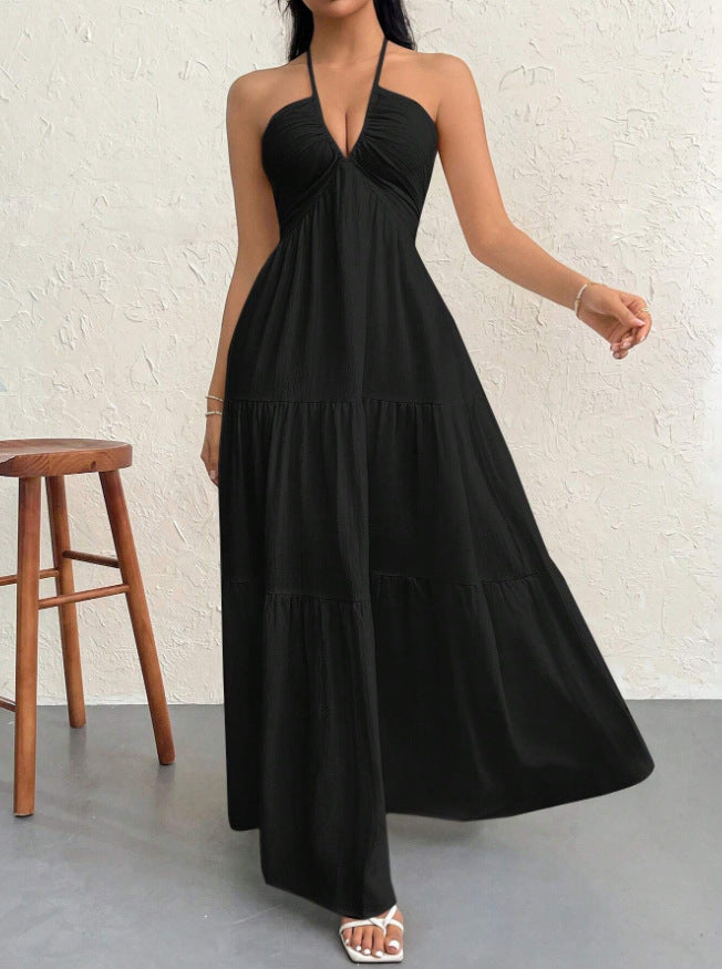 White polyester dress with high waist