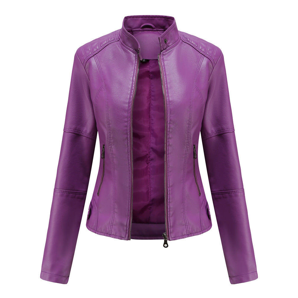 Women’s leisure PU jacket in multiple colors