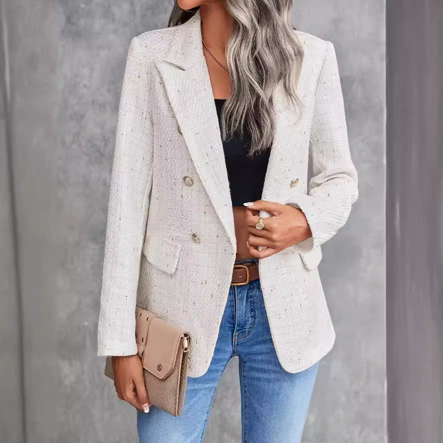 Yuvoro beige double breasted blazer