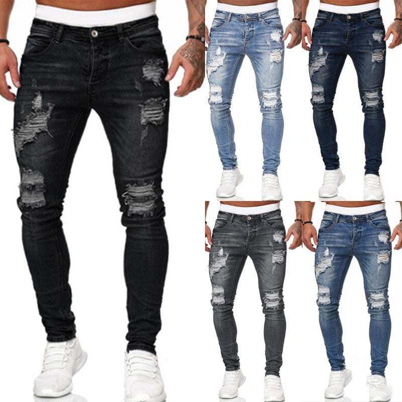 Yuvoro men’s ripped skinny jeans vintage wash