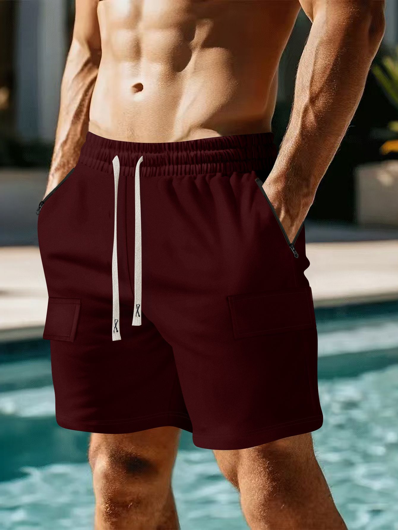 lace-up casual shorts men