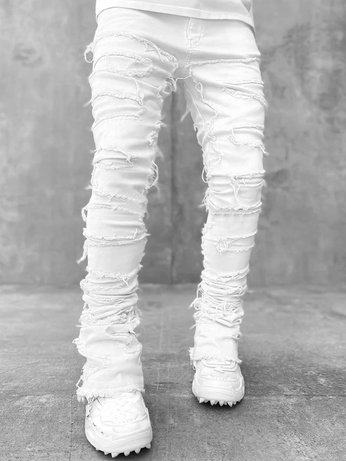 solid color stacked fit jeans