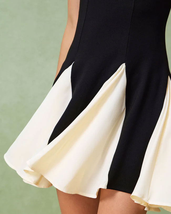 High waist black mini dress