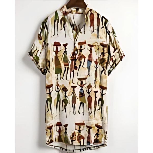 Yuvoro Men’s Slim Fit Printed Shirt – Contrast Color Short Sleeve Cardigan Top