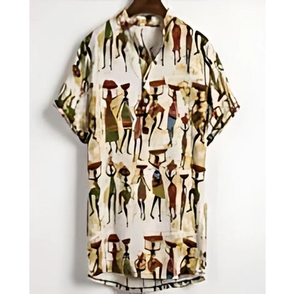 Yuvoro Men’s Slim Fit Printed Shirt – Contrast Color Short Sleeve Cardigan Top