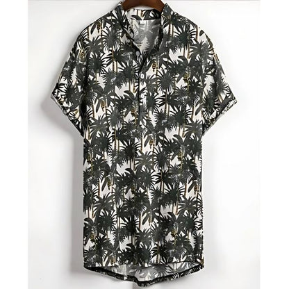 Yuvoro Men’s Slim Fit Printed Shirt – Contrast Color Short Sleeve Cardigan Top