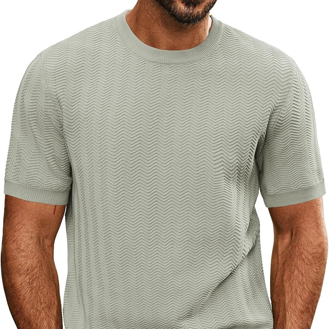 Brown slim-fit jacquard t-shirt for casual wear