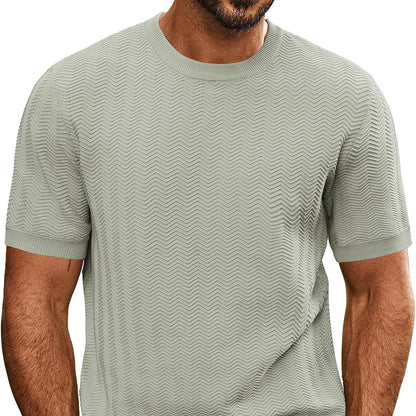 Brown slim-fit jacquard t-shirt for casual wear