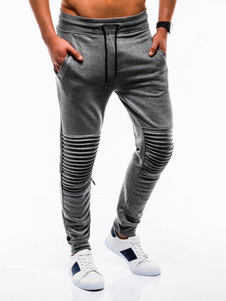 Army green casual straight fit trousers for men