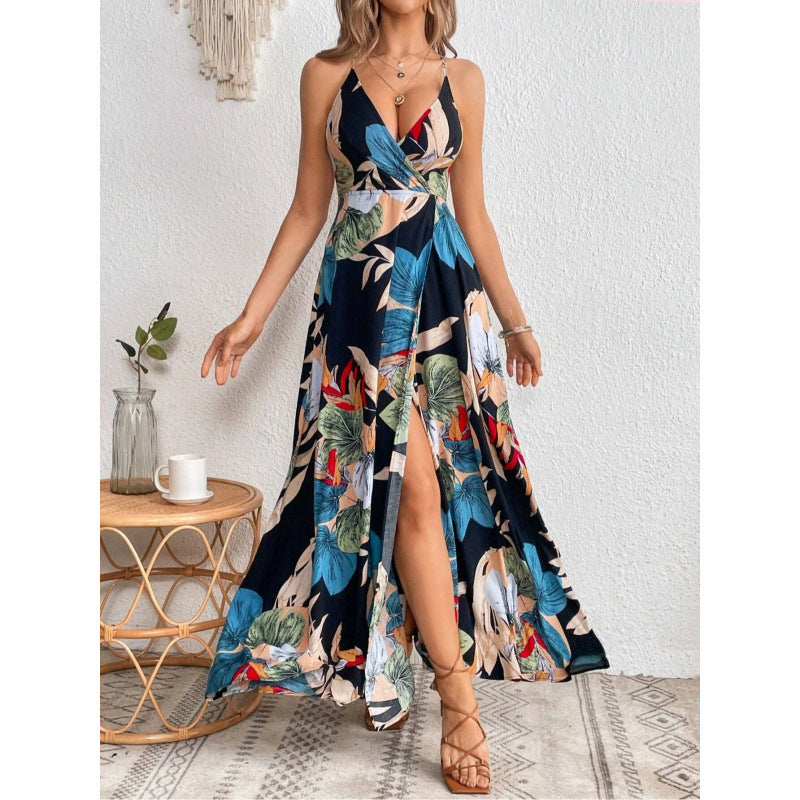 Black and navy floral maxi dress by Yuvoro