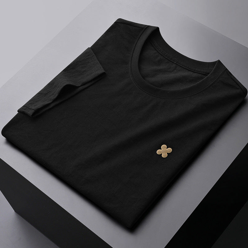 Black casual summer t-shirt for men with regular fit