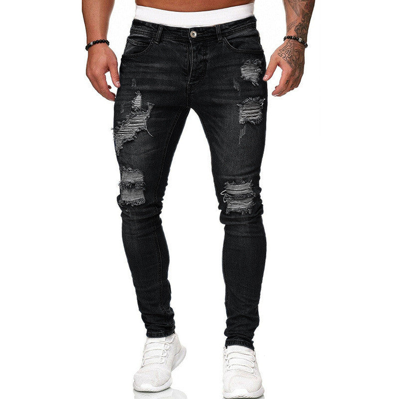 Black ripped skinny jeans for streetwear style