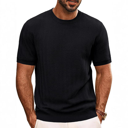 Blue breathable sweater-textured t-shirt for men