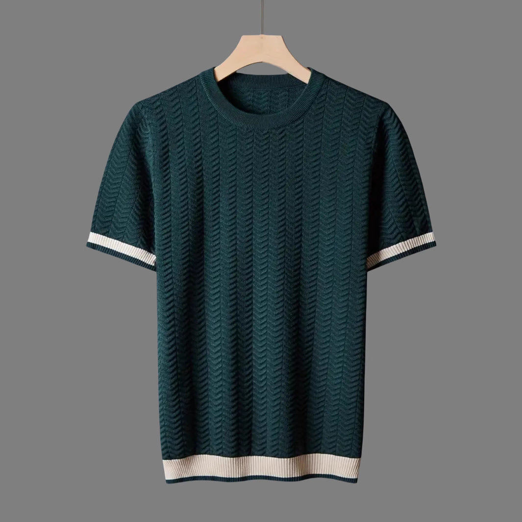 Brown slim-fit jacquard t-shirt for casual wear