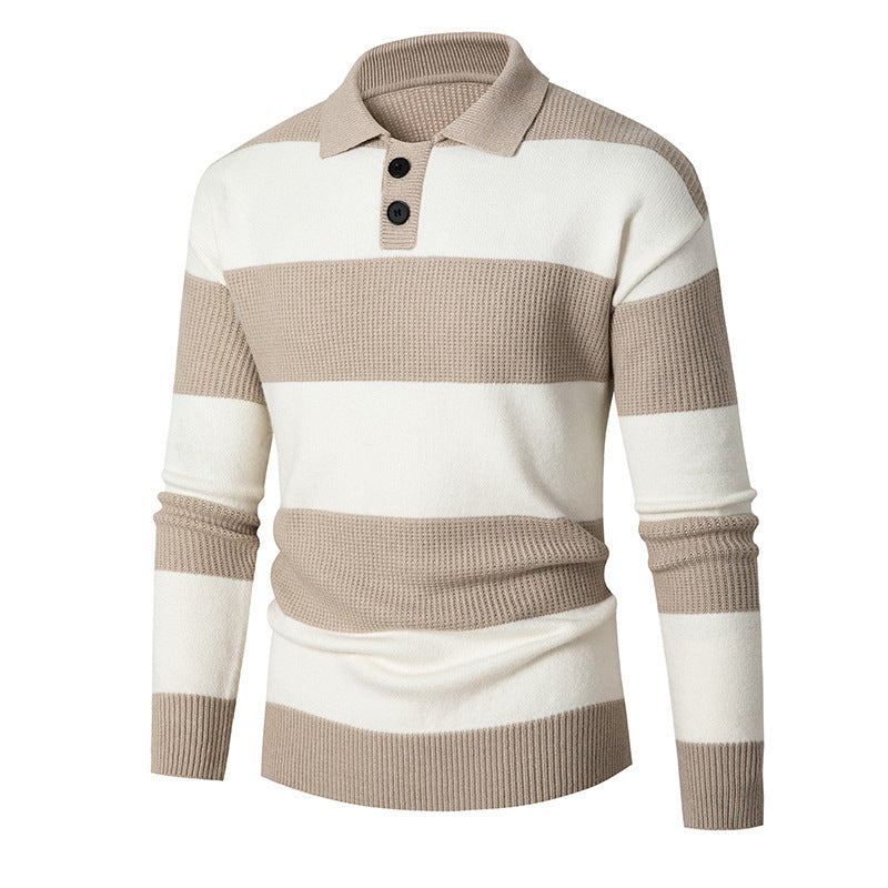 Button-down neckline knitwear for men