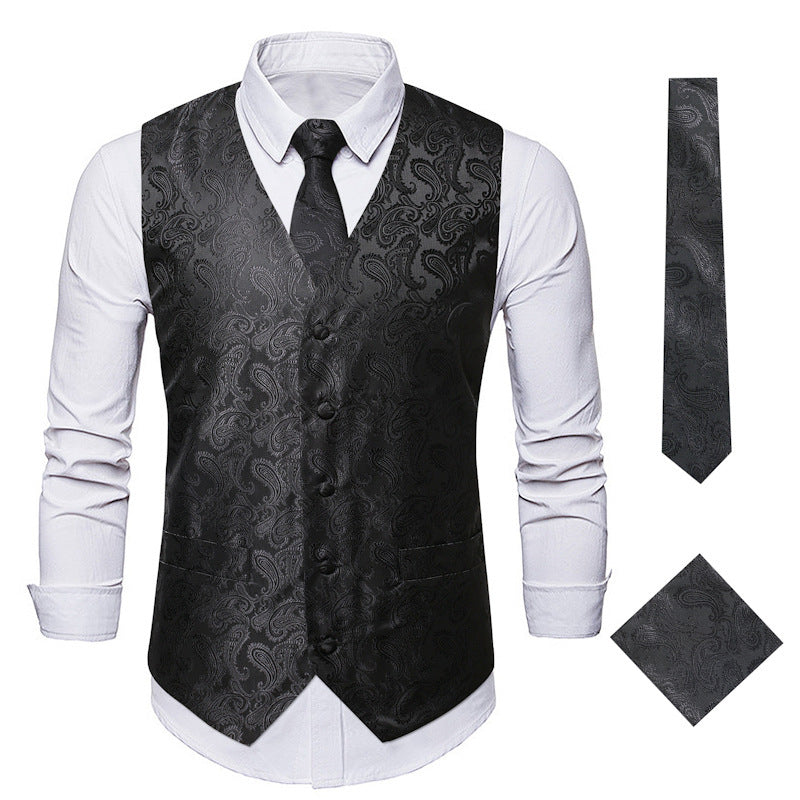 Classic silver vest and tie wedding outfit