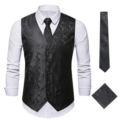 Classic silver vest and tie wedding outfit