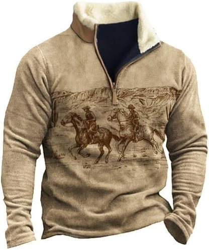 Digital print western jacket in denim look