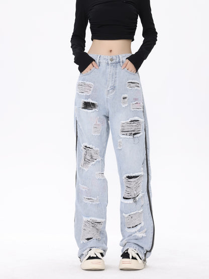 Distressed American street style jeans front view