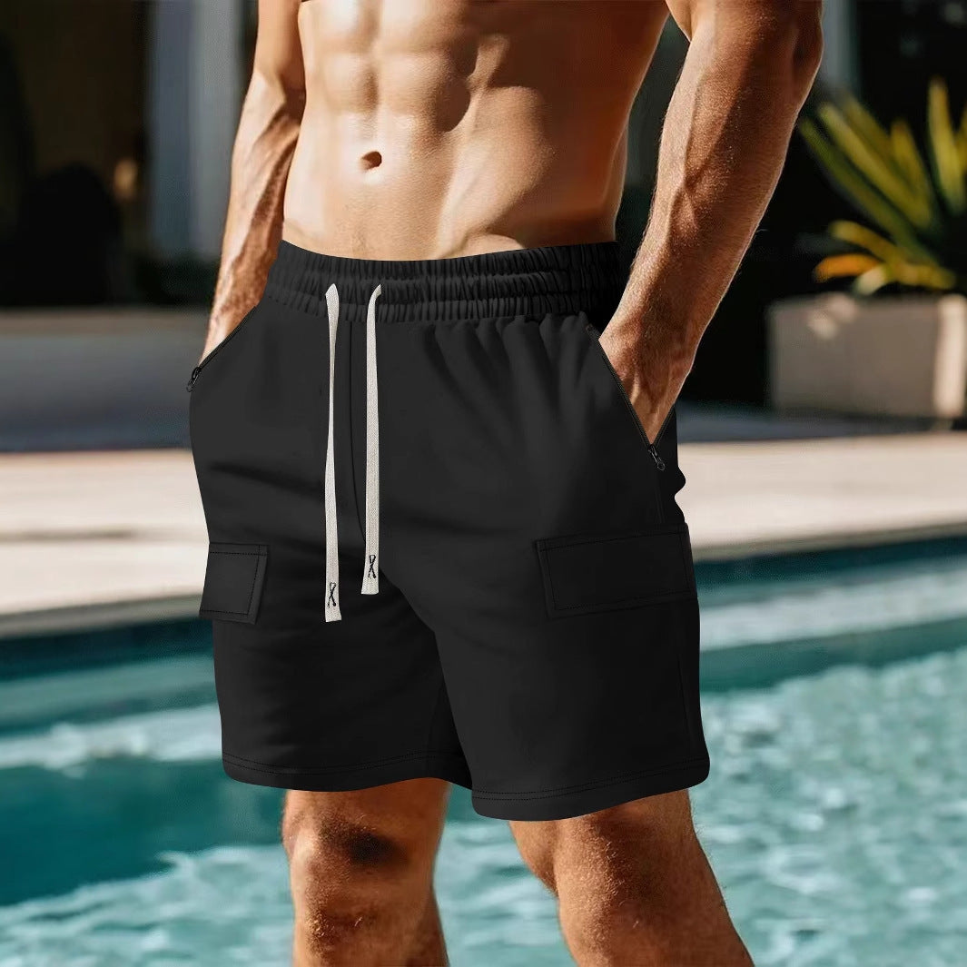Durable polyester corduroy mid-length shorts
