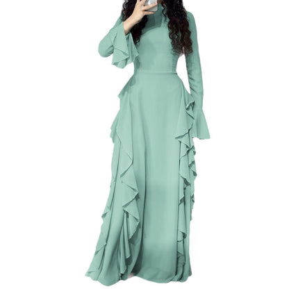 Elegant black maxi dress with ruffles
