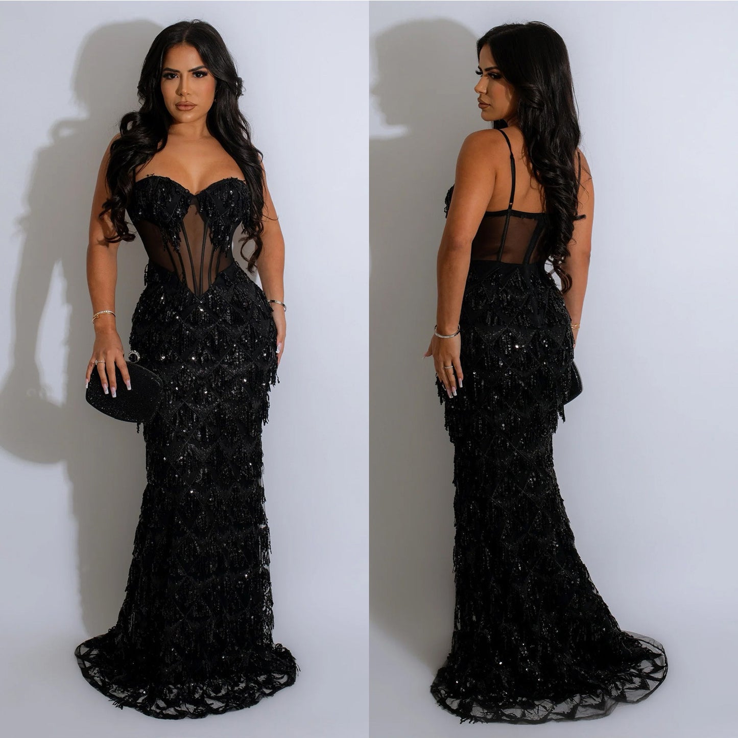 Elegant gold sequin formal gown