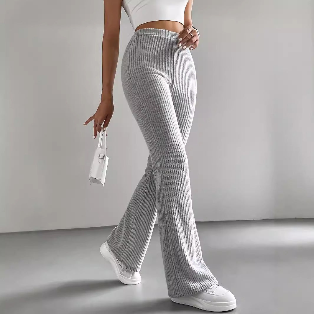 Elegant light gray polyester trousers