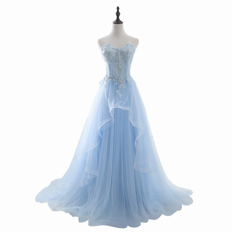 Elegant tube top voile gown with short sleeves