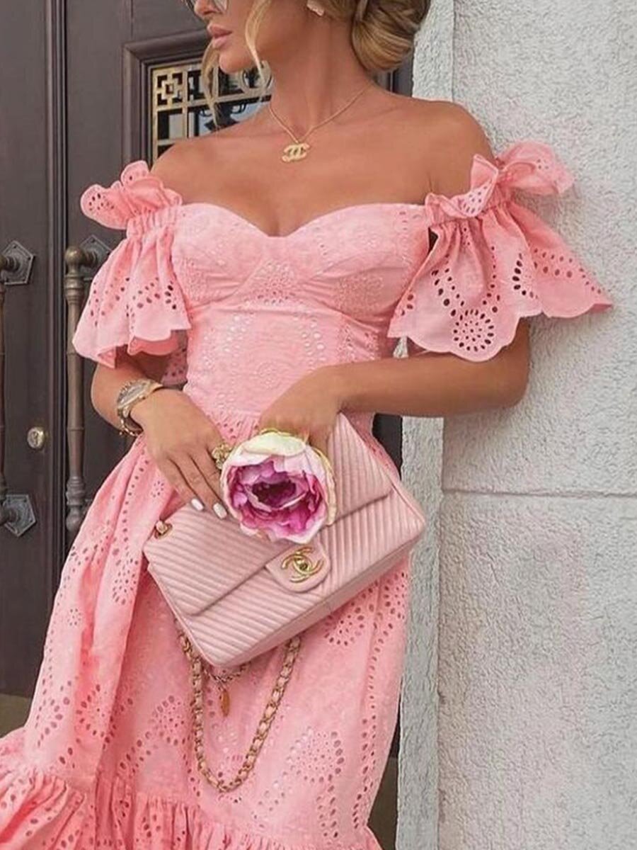 Elegant white midi wedding guest dress
