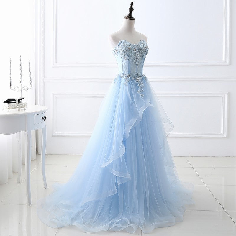 Flowing light blue voile dress