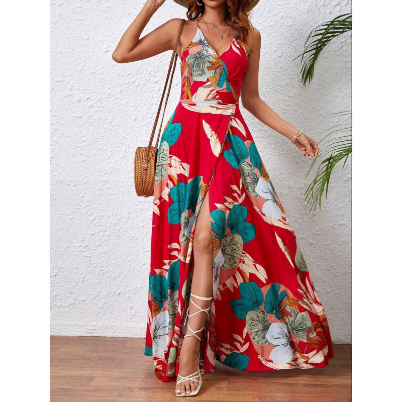 Flowy floral maxi dress with sling straps