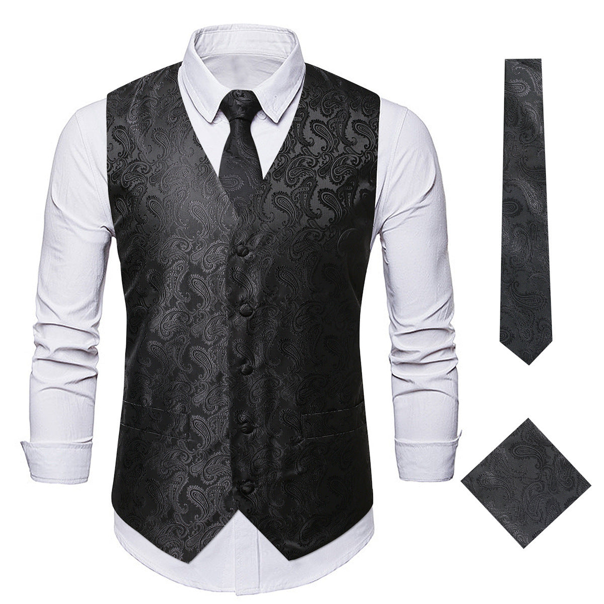 Four-piece men's dress vest set light pink