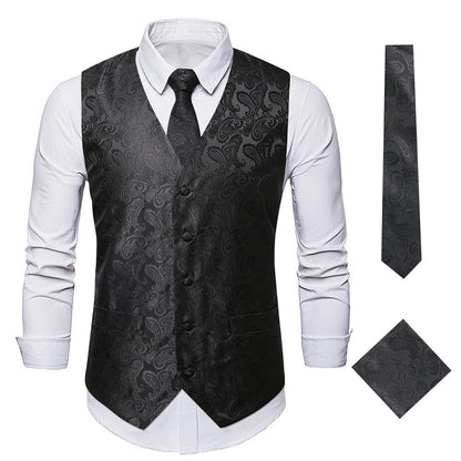 Four-piece men's dress vest set light pink