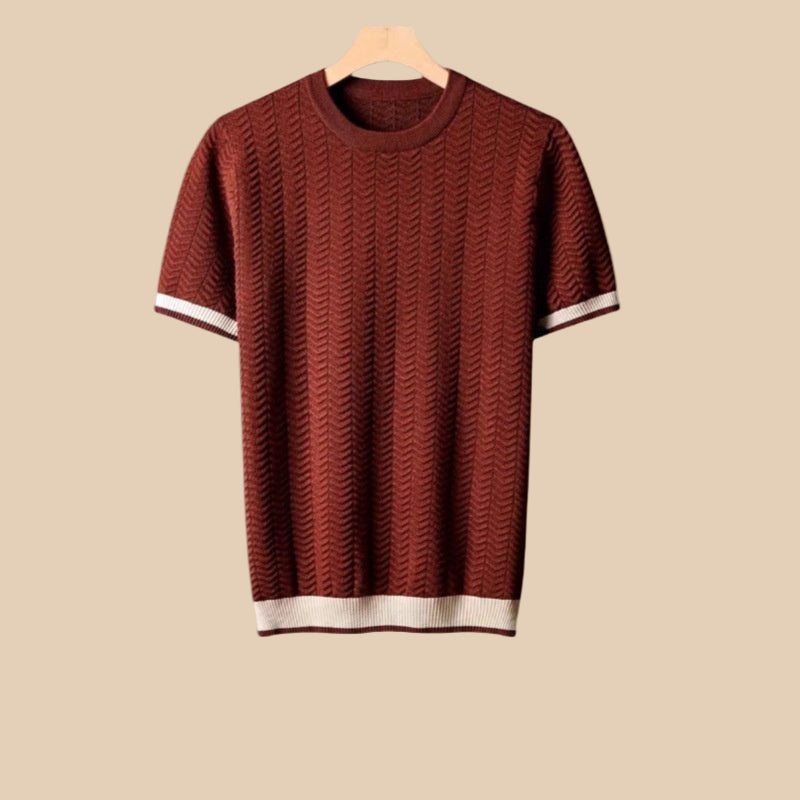 Green slim-fit jacquard casual t-shirt for men