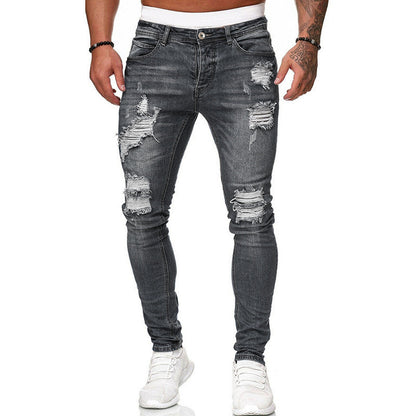 Grey distressed pencil pants men’s fashion