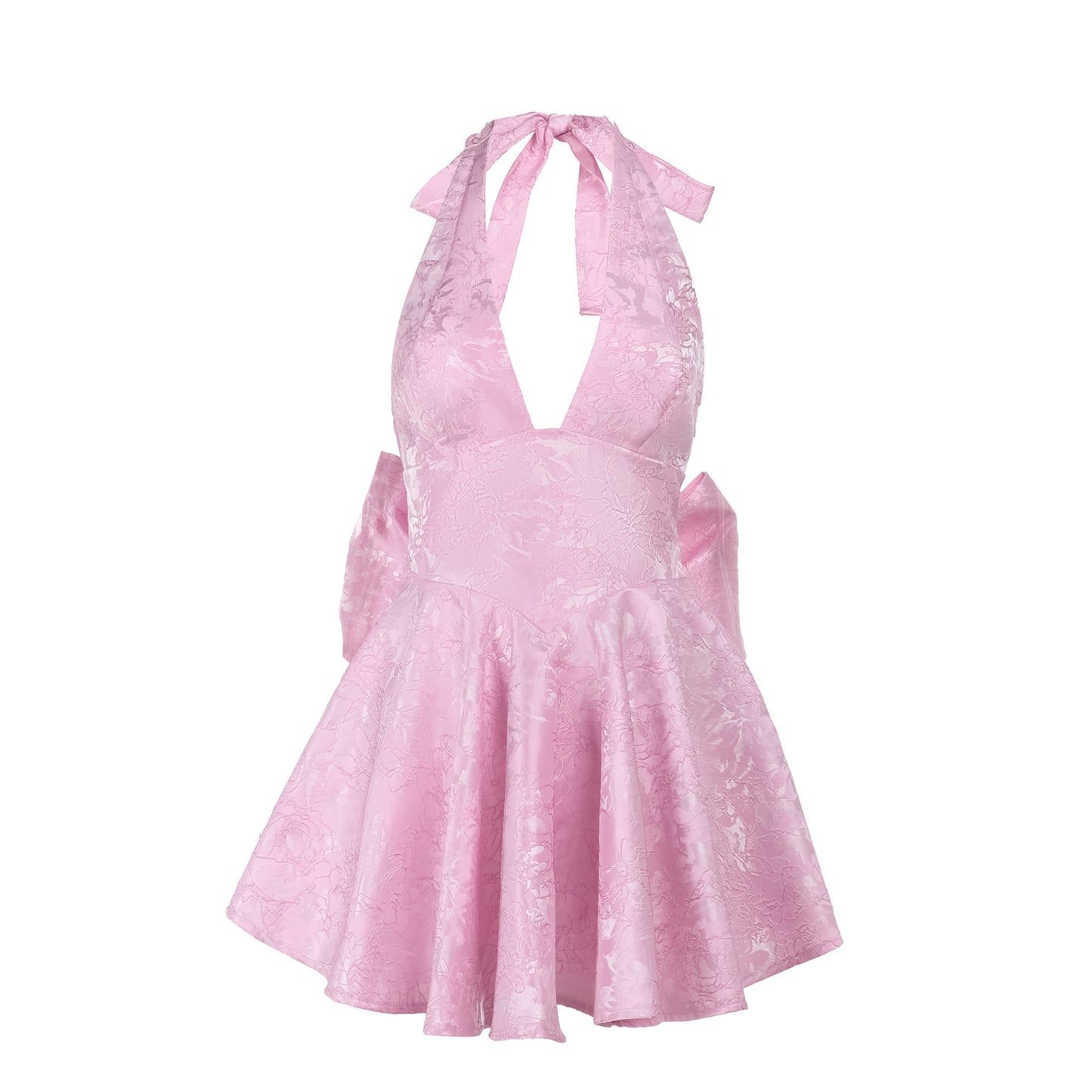 Halter neckline with jacquard fabric texture