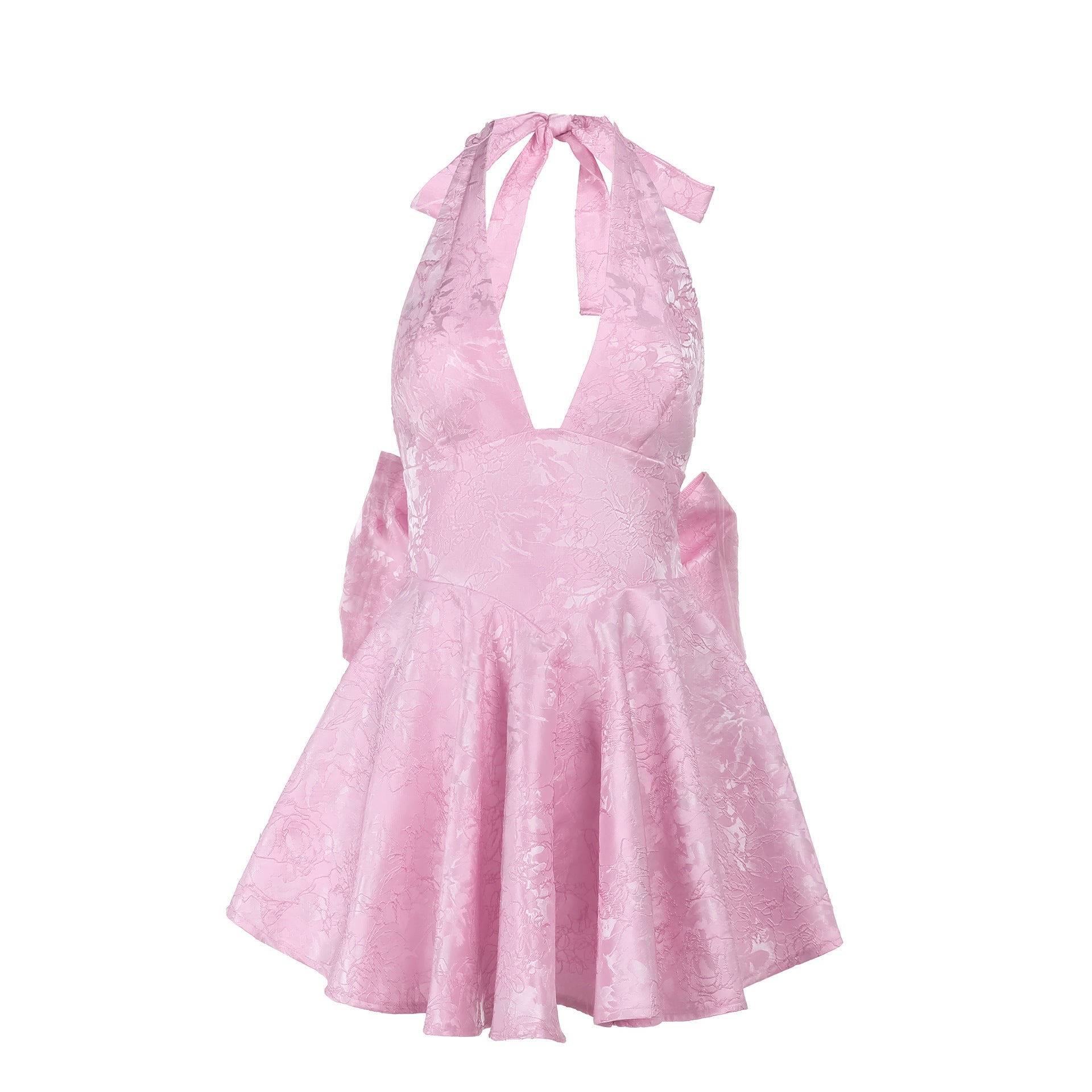 Halter neckline with jacquard fabric texture