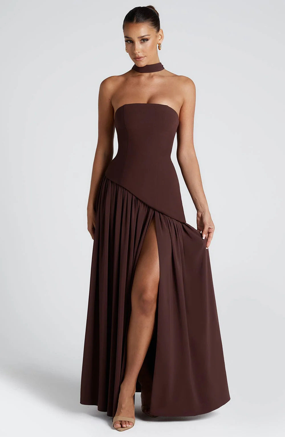 Light blue formal slit dress by Yuvoro