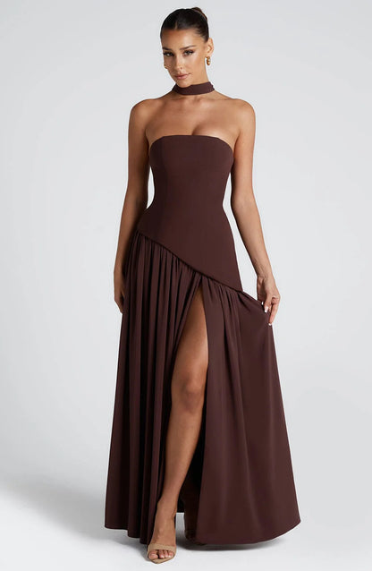 Light blue formal slit dress by Yuvoro