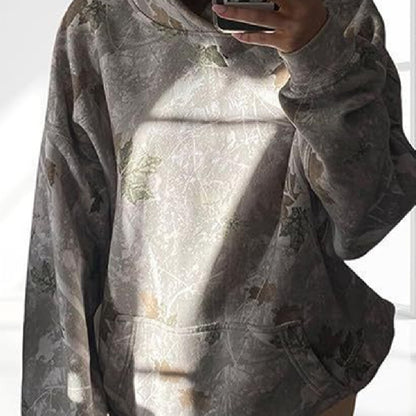 Light grey hooded sweatshirt with floral design